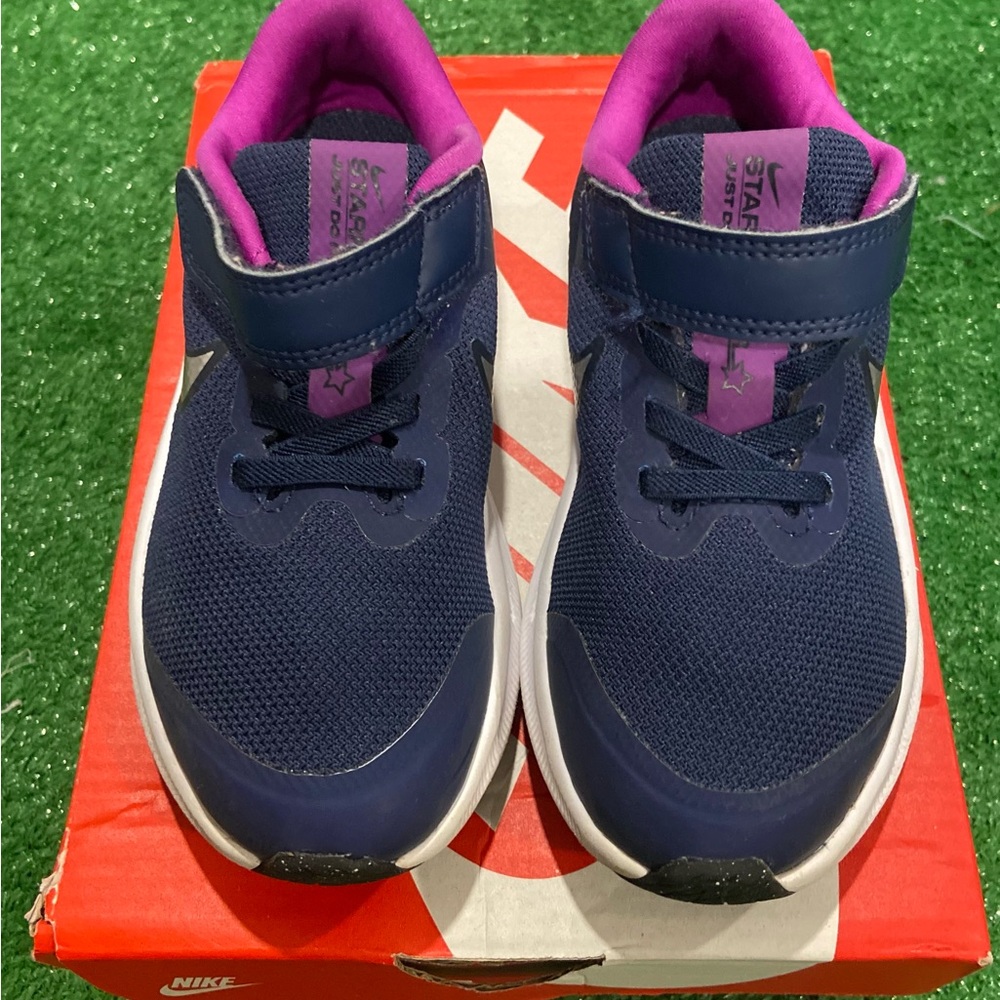 Nike Blue and Purple Sneakers with Velcro Strap